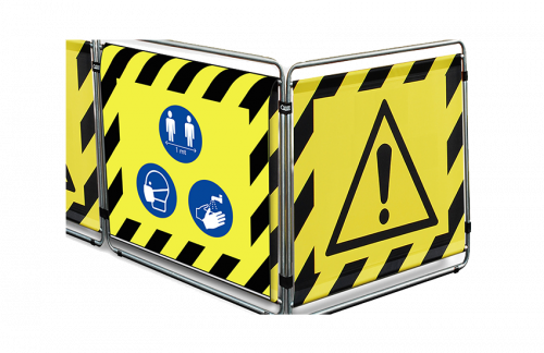QUOTALAVORO COVID19 SIGNALING BARRIER - INDUSTRY MODEL SINGLE-SIDED Yellow / Black 100 CM MODULES.