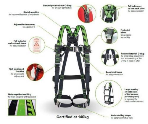 MILLER HARNESS H-DESIGN DURAFLEX 2 POINTS, RINGS AND AUTOMATIC BUCKLES