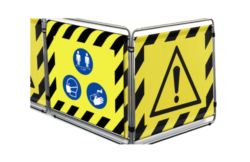 QUOTALAVORO  COVID19 SIGNALING BARRIER - INDUSTRY MODEL SINGLE-SIDED Yellow / Black 80 CM MODULES.
