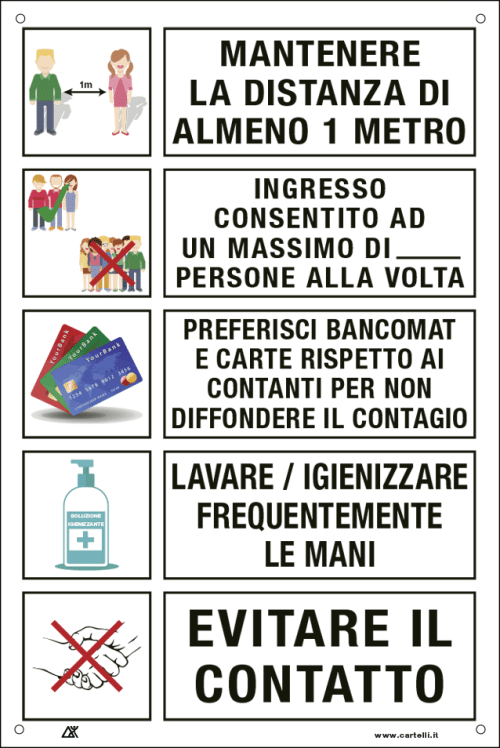 QUOTALAVORO SIGNBOARD "REQUIREMENTS FOR THE PUBLIC TO PREVENT CONTACT"