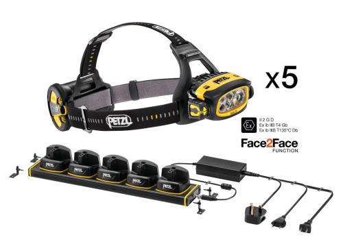 PETZL Pack of 5 DUO Z1 headlamps with charging rack